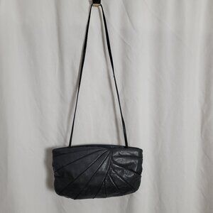 Vintage Crossbody BRIE! Black long strap purse Made in Korea leather? GUC
